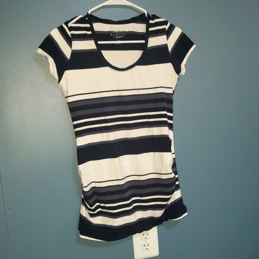 BUMPSTART Black and white striped maternity tee Small
